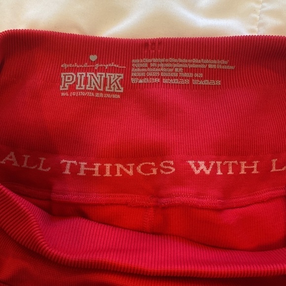 Spiritual Gangster X PINK by Victoria's Secret Neon Pink ribbed Bike Shorts M/L - Picture 9 of 9